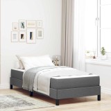 VidaXL Pat cu arcuri cu saltea Gri &icirc;nchis 90 x 190 cm țesătură
