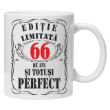 Cana alba personalizata &quot;editie limitata&quot;, 66 ani, INOVATIX&reg;️. 330ml, Oem