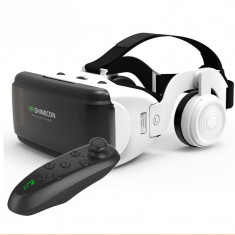 Ochelari VR 3D, Realitate Virtuala, Lentile Acril, Casti, Joystick, Telefon 4,7-6,7 inch, 3D Filme, Jocuri, Reglabil, Universal, Model 2023