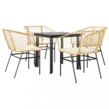 Cumpara ieftin Set mobilier de gradina cu perne 5 piese maro sticla polirattan