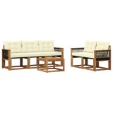 vidaXL Set de canapele de exterior cu pernă 6 pcs Natural și Crem 3381774