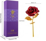 Trandafir artificial cu foita din imitatie aur de 24K, Rosu, Dactylion