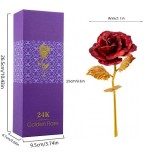 Trandafir artificial cu foita din imitatie aur de 24K, Rosu