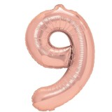 Balon din folie metalizata flippy, figurina cifra, tema aniversare 100 cm, ambalaj individual, pai inclus, umflare cu aer sau heliu, coral, rose gold,