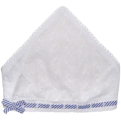 Bandana alba cu broderie englezeasca (10261), 17 x 22 cm foto