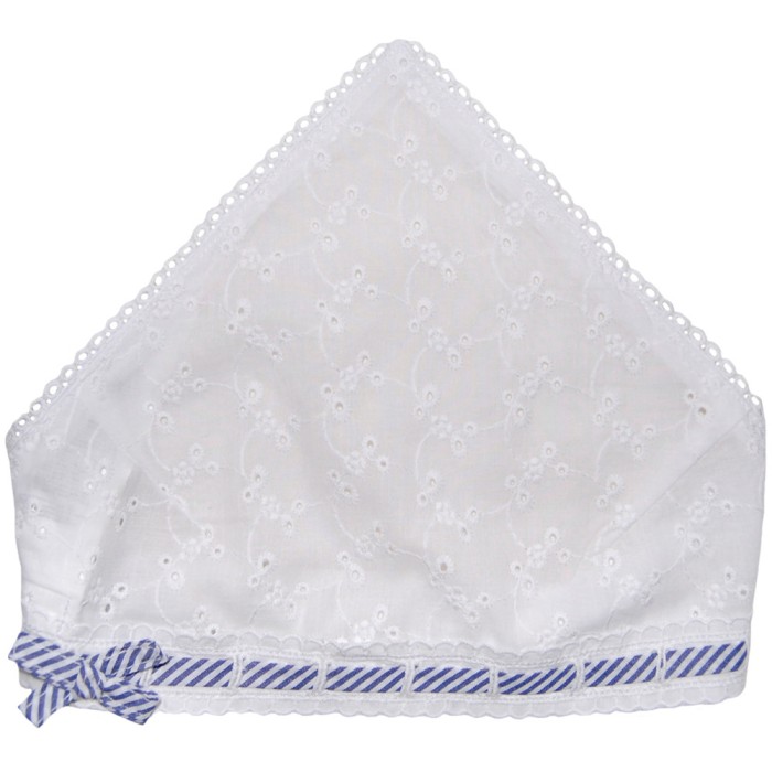 Bandana alba cu broderie englezeasca (10261), 17 x 22 cm