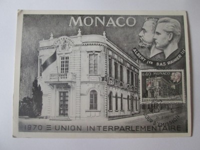 FDC/Carte postala maxima Uniunea Interparlamentara Monaco 1970 foto