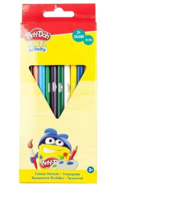 Set Creioane Colorate Play-Doh , 24 Bucati Triunghiulare pentru Desen Creativ foto