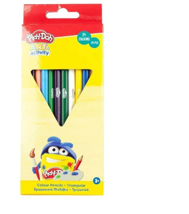 Set Creioane Colorate Play-Doh , 24 Bucati Triunghiulare pentru Desen Creativ