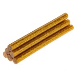 Batoane silicon aurii cu brocart pentru pistol de lipit 8 mm, set 6 buc