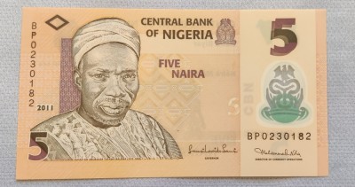 Nigeria - 5 Naira (2010-2011) polimer foto