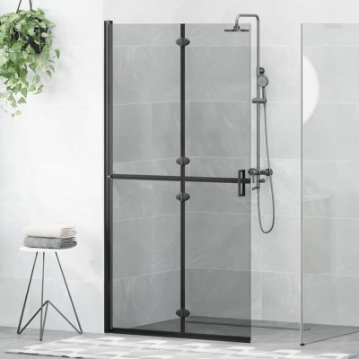 Perete de duș Walk-in Negru și transparent &amp;icirc;nchis 100 x 190 cm foto