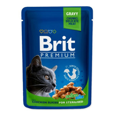Pliculeț BRIT Premium Cat Chicken Slices for Sterilised 100 g foto