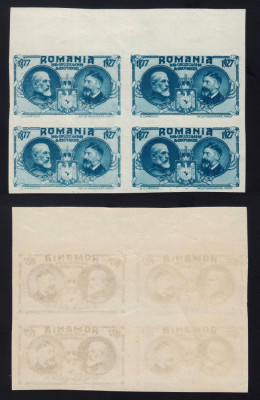 ROMANIA 1927 CINCANTENARUL INDEPENDENTEI ESEU FARA VALOARE NOMINALA BL 4 MNH foto