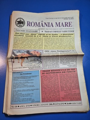 ziarul romania mare 4 august 2006 - redactor sef corneliu vadim tudor foto