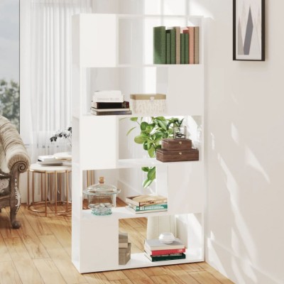 Bibliotecă/Separator cameră, alb extralucios, 80x24x155 cm, PAL foto
