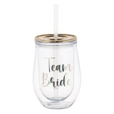 Pahar Plastic, Team Bride, Pereti Dubli, Capacitate 0,35 L, Transparent Auriu, Oem