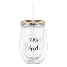 Pahar Plastic, Team Bride, Pereti Dubli, Capacitate 0,35 L, Transparent Auriu