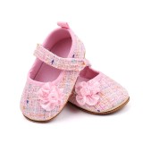 Pantofiori roz pentru bebelusi cu floricica - Elegant (Marime Disponibila: 6-9