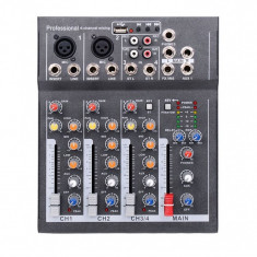 Mixer Audio Mini Portabil cu USB, 4 Canale DJ, Mix Sunet Consola, Mp3, 48V, pentru Karaoke si Petreceri foto