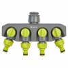 Adaptor Furtun Gradina Verve, 4 Iesiri, Plastic Verde, Conector Robinet Furtun, Accesorii Udare