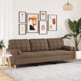 VidaXL Canapea cu 3 locuri cu pernuțe, maro, 210 cm, textil 3278204