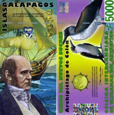 INSULELE GALAPAGOS █ bancnota █ 5000 Francs █ 2009 █ POLYMER █ UNC █ necirculata foto