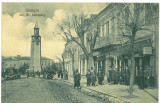 4758 - GIURGIU, Firemen Tower, stret stores - old postcard - used - 1928, Circulata, Printata
