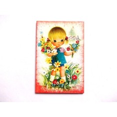 magnet frigider .fetita cu flori 36008