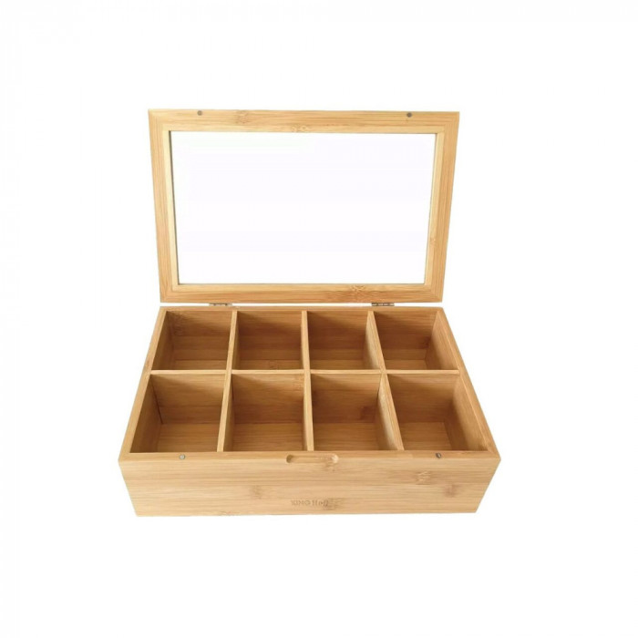 Recipient din bambus, cutie pentru depozitare plicuri ceai, 30x19x9,5 cm, Kinghoff
