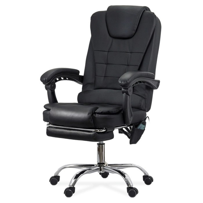 Scaun directorial cu functie de masaj OFF 418M, temporizator, 7 puncte, inaltime reglabila, cadru cromat, 120 kg, negru