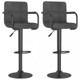 vidaXL Scaune de bar, 2 buc., gri &icirc;nchis, material textil