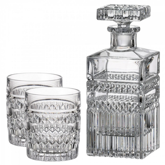 Set Pahare Cristal Bohemia cu Decantor Whisky Diana COD: 2806