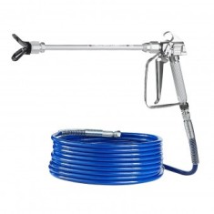 Pistol si furtun pentru vopsit, 15.2 m, 248 Bar, 5 x duze 211, 315, 417, 517, 623, Tije prelungitoare 30, 50, 60 cm, Otel/Aluminiu