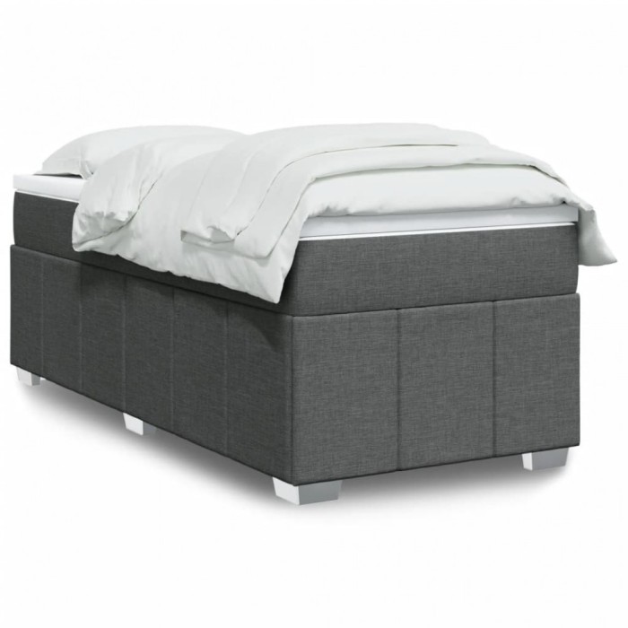 vidaXL Pat box spring cu saltea, gri &icirc;nchis, 100x200 cm, textil 3285450