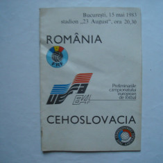 Program meci fotbal Romania - Cehoslovacia, 15 mai 1983