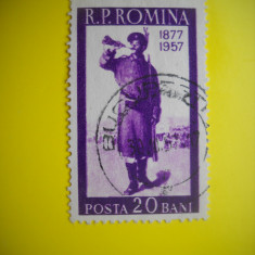HOPCT LOT NR 295 RAZBOIUL DE INDEPENDENTA 1957-1 TIMBRE VECHI-STAMPILAT ROMANIA