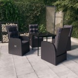 VidaXL Set masă pentru grădină, 5 piese, cu perne, negru