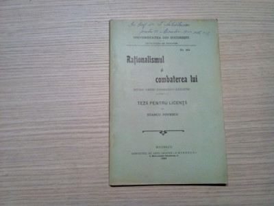 RATIONALISMUL SI COMBATEREA LUI - Stancu Popescu (teza) -1904, 77 p. foto