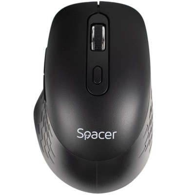 MOUSE Spacer, PC sau NB, wireless, 2.4GHz + Bluetooth 5.1, optic, max.1600 dpi, butoane/scroll 6/1,buton ON/OFF, click silentios S/D, negru,baterii AA foto