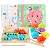 Jucarie Montessori din Lemn Puzzle cu Bile Joc Educativ Sortare Culori 7 Culori 3+ Ani