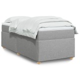 VidaXL Pat box spring cu saltea, gri deschis, 90x200 cm, textil 3285345