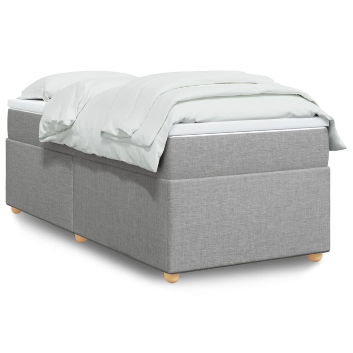 vidaXL Pat box spring cu saltea, gri deschis, 90x200 cm, textil 3285345