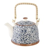 Cumpara ieftin Ceainic ceramica albastra alba cu infuzor DK 18x14x12 cm, 700 ml