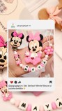Set pentru bebeluși lanțișor personalizat din silicon si jucarie Minnie Mouse