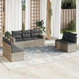 Cumpara ieftin Set canapele de grădină cu perne, 7piese gri deschis poliratan