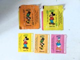 Lot 5 buc Ambalaj guma de mestecat, Personaje Disney, Israel, anii 80