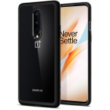 Husa Plastic - TPU Spigen Ultra Hybrid pentru OnePlus 8, Neagra Transparenta