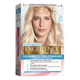 Vopsea de Par Permanenta L&#039;OREAL Paris Excellence Creme 01, Blond Ultra Deschis, 192 ml, Cu Amoniac, Vopsea de Par, Vopsea de Par Permanenta, Vopsea d