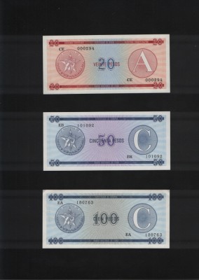 Cuba Set 20 + 50 + 100 pesos unc foto